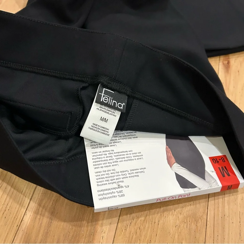 NWT Felina Black Pull On Casual Dress Pants w/ Tummy Control Panel - Size Medium - Picture 5 of 10